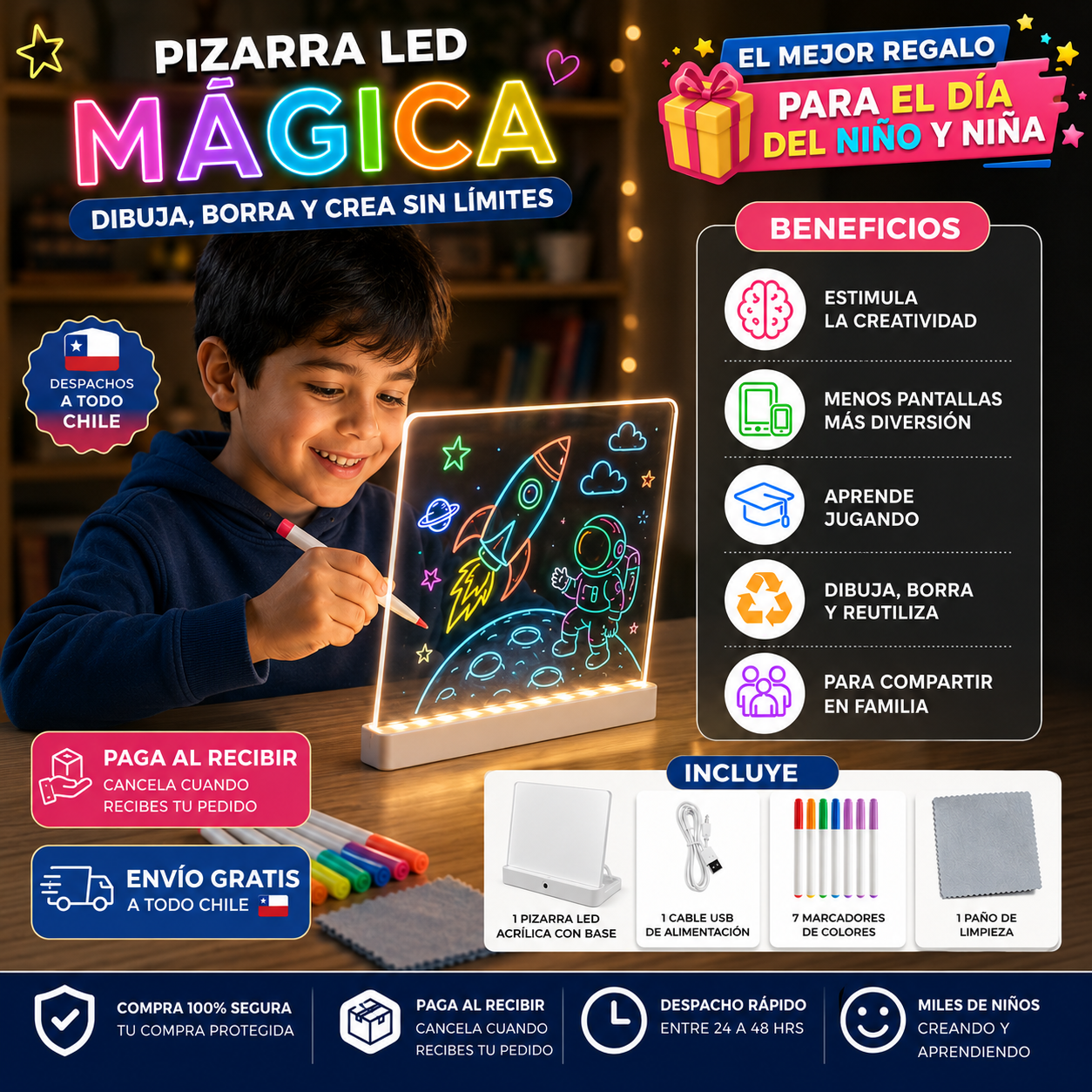 Pizarra Mágica LED - despierta la creatividad de grandes y pequeños.