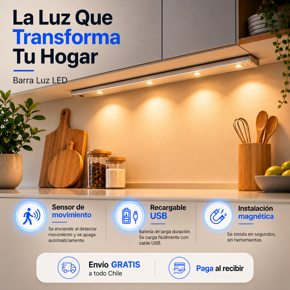 Barra LED Inteligente™ - Luz Automática con Sensor de Movimiento