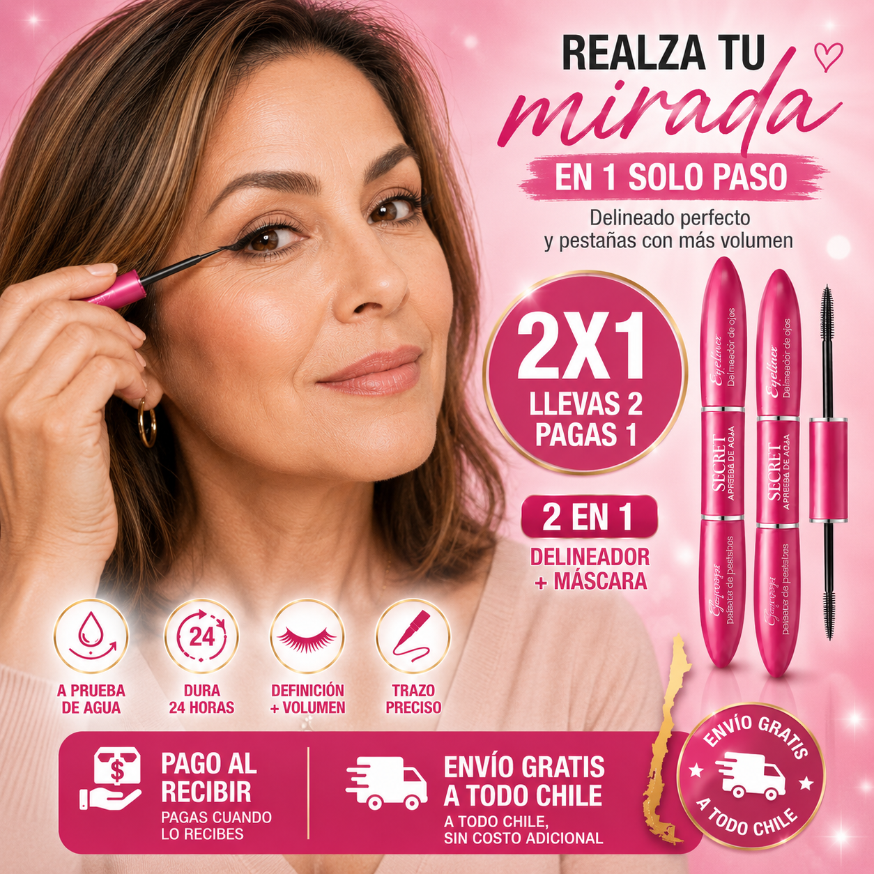 MASCARA DE PESTAÑAS CON DELINEADOR - Volumen y delineado perfecto