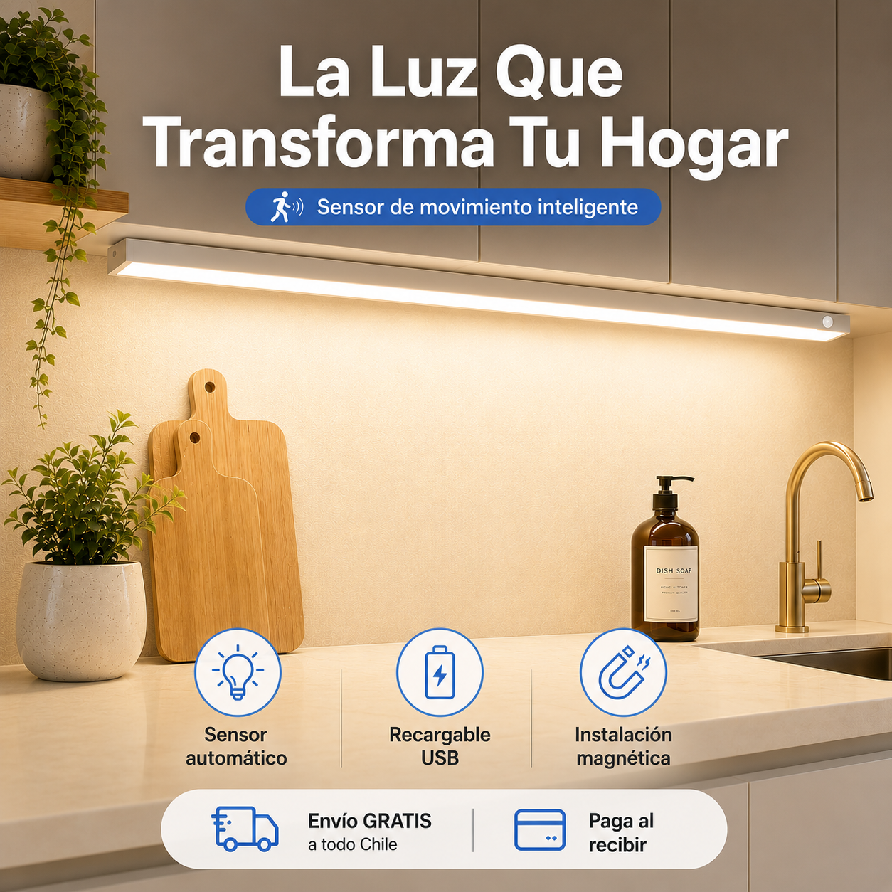 Barra LED con sensor - La luz que transforma cualquier rincón de tu hogar en segundos