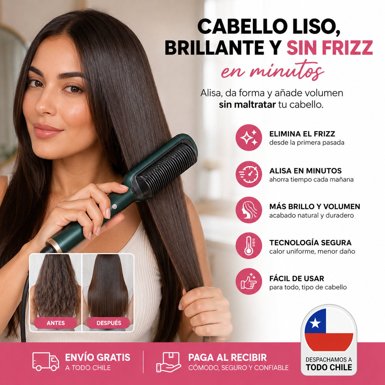 Cepillo Alisador 2 en 1 - Menos tiempo, mejores resultados